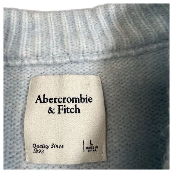 Abercrombie & Fitch Light Blue Tight Knit Pullover Sweater Oversized Size Large - Picture 2 of 6